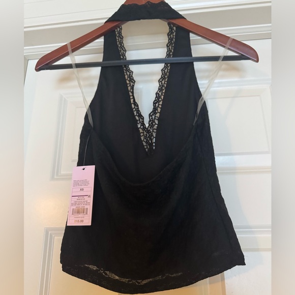 Wild Fable Black Lace Halter Top with White Bow - Picture 2 of 6